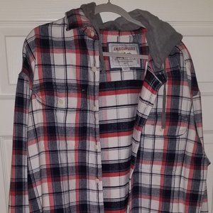 American Eagle Flannel Cabin Hoodie